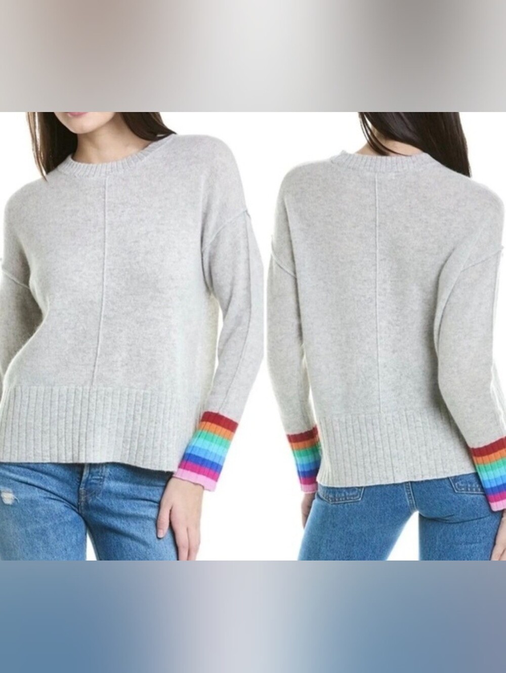 Alashan Cashmere Rainbow Cuff Sweater Size XL 100% Cashmere